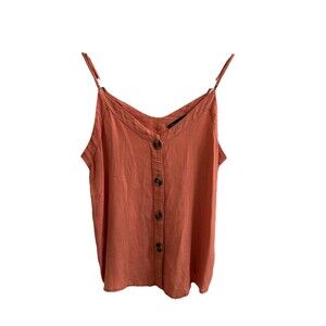 Shinestar Pink Tank Size Medium Button Front Adjustable Straps V-Neck